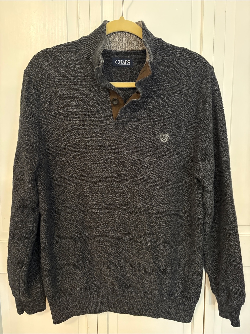 Chaps Men’s Charcoal Gray Zip-Up Sweater with Contrast Trim